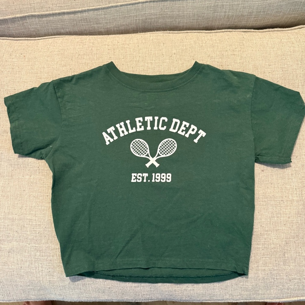 Athletic Dept Green Women Graphic Fitted Tee